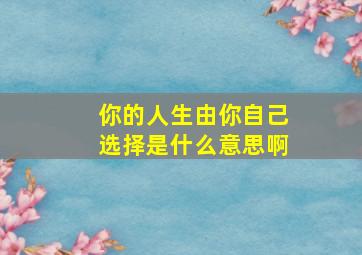 你的人生由你自己选择是什么意思啊