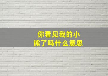 你看见我的小熊了吗什么意思