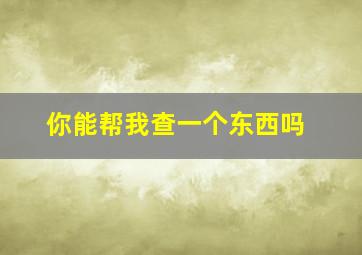 你能帮我查一个东西吗