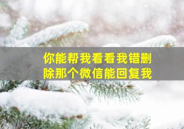 你能帮我看看我错删除那个微信能回复我