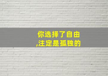 你选择了自由,注定是孤独的