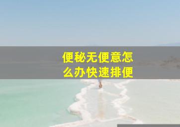 便秘无便意怎么办快速排便