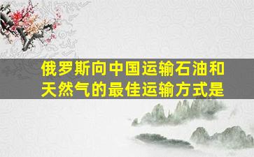 俄罗斯向中国运输石油和天然气的最佳运输方式是