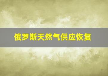 俄罗斯天然气供应恢复