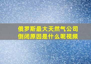 俄罗斯最大天然气公司倒闭原因是什么呢视频