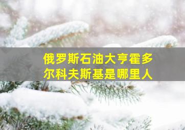 俄罗斯石油大亨霍多尔科夫斯基是哪里人