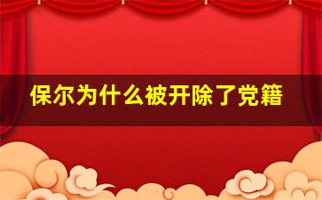 保尔为什么被开除了党籍