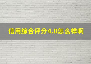 信用综合评分4.0怎么样啊