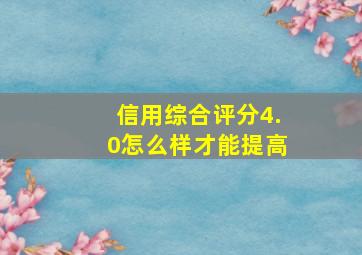 信用综合评分4.0怎么样才能提高