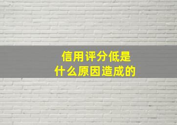 信用评分低是什么原因造成的