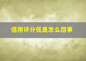 信用评分低是怎么回事