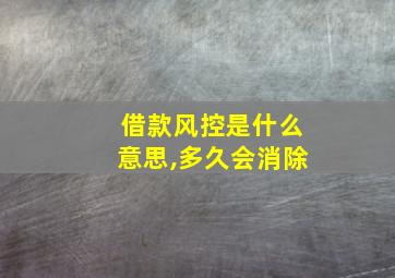 借款风控是什么意思,多久会消除