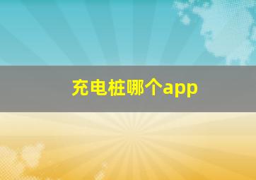 充电桩哪个app