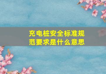 充电桩安全标准规范要求是什么意思