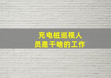 充电桩巡视人员是干啥的工作