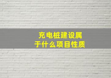 充电桩建设属于什么项目性质