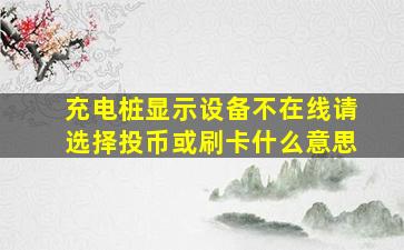 充电桩显示设备不在线请选择投币或刷卡什么意思