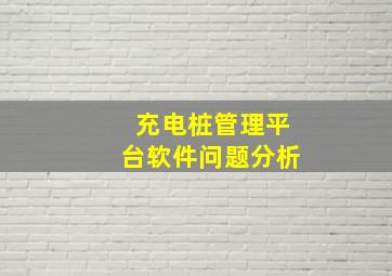 充电桩管理平台软件问题分析