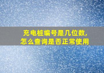 充电桩编号是几位数,怎么查询是否正常使用