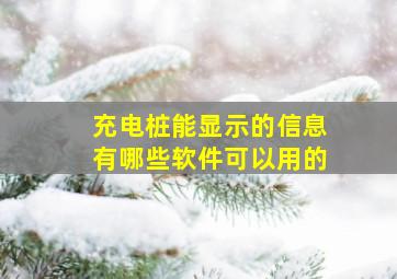 充电桩能显示的信息有哪些软件可以用的