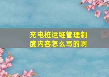 充电桩运维管理制度内容怎么写的啊