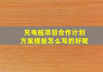 充电桩项目合作计划方案模板怎么写的好呢