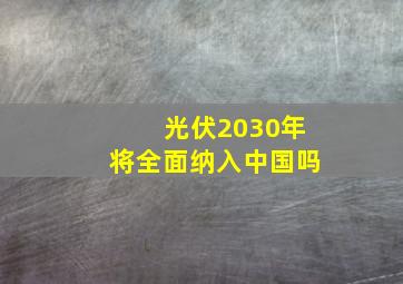 光伏2030年将全面纳入中国吗