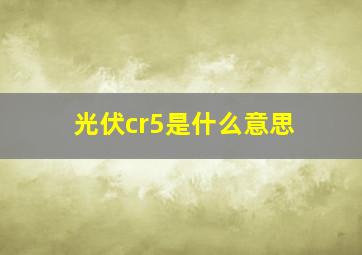 光伏cr5是什么意思