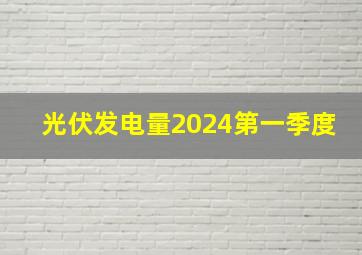 光伏发电量2024第一季度