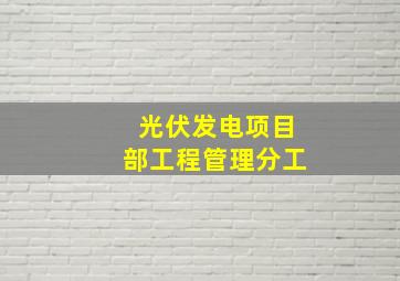 光伏发电项目部工程管理分工