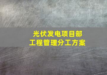 光伏发电项目部工程管理分工方案