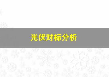 光伏对标分析