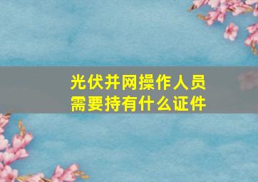 光伏并网操作人员需要持有什么证件