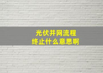 光伏并网流程终止什么意思啊