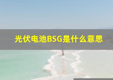 光伏电池BSG是什么意思