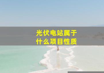 光伏电站属于什么项目性质