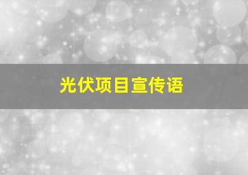 光伏项目宣传语