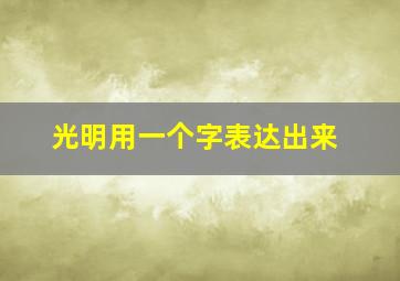 光明用一个字表达出来