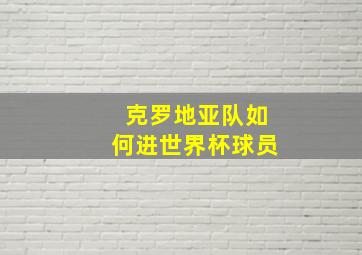 克罗地亚队如何进世界杯球员