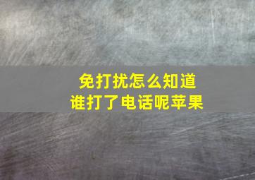 免打扰怎么知道谁打了电话呢苹果