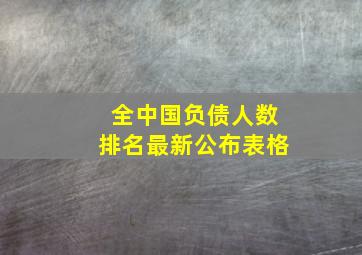 全中国负债人数排名最新公布表格