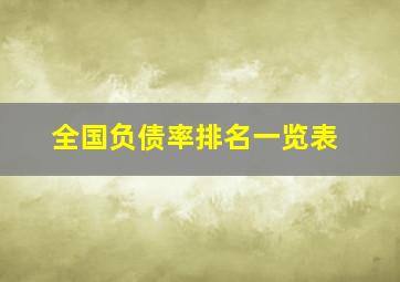 全国负债率排名一览表