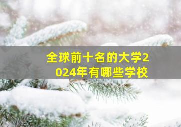 全球前十名的大学2024年有哪些学校