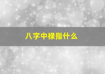 八字中禄指什么