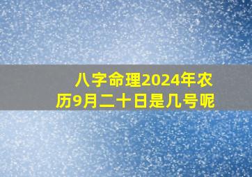 八字命理2024年农历9月二十日是几号呢