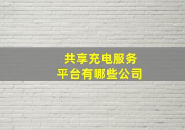 共享充电服务平台有哪些公司