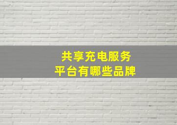 共享充电服务平台有哪些品牌