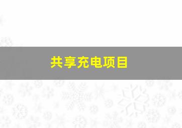 共享充电项目