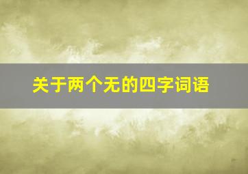 关于两个无的四字词语