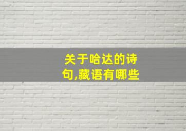 关于哈达的诗句,藏语有哪些